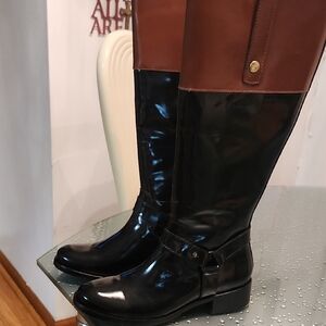 Steve Madden Black and Brown Heeled Riding Boots